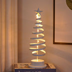 Árbol de Navidad LED con diseño en espiral y estrella decorativa (33 cm)