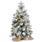 Árbol de Navidad mini de 60 cm con nieve escarchada y adornos para mesa