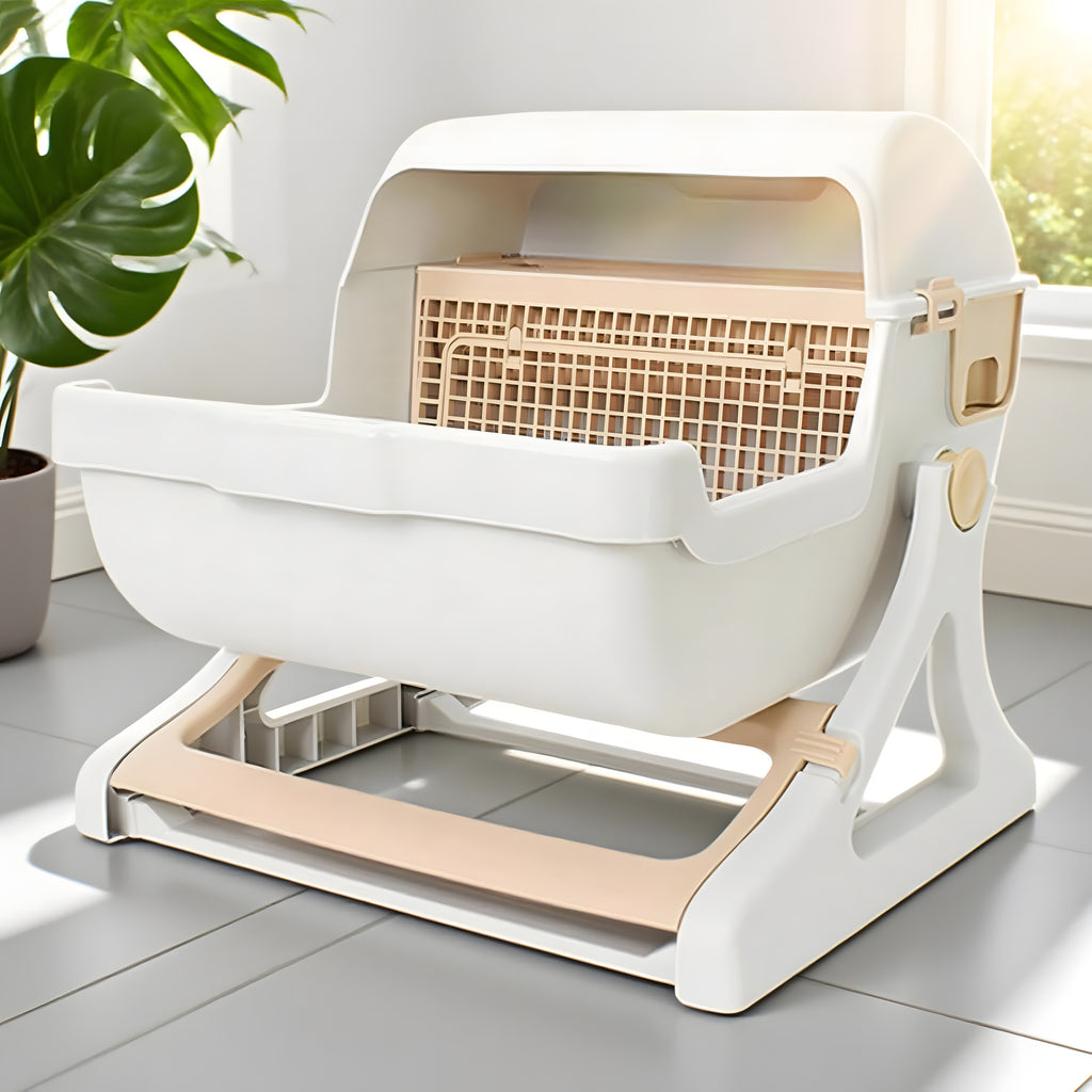 Arenero automático sin olores con diseño abierto superior