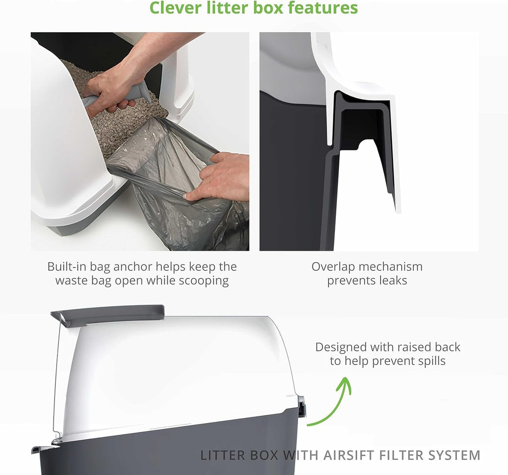 Arenero cubierto XL para gatos con control de olores PetHome