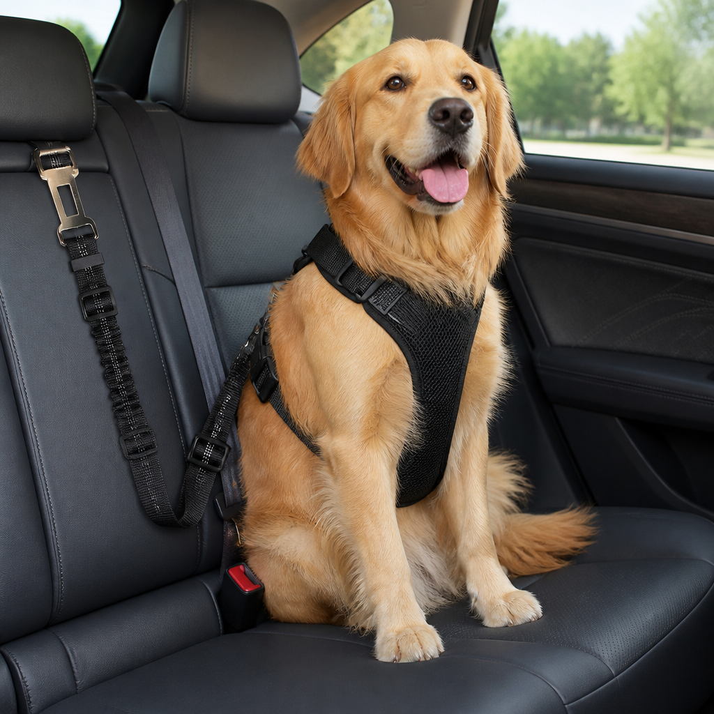 Arnés de seguridad para coche de malla transpirable ajustable para perros