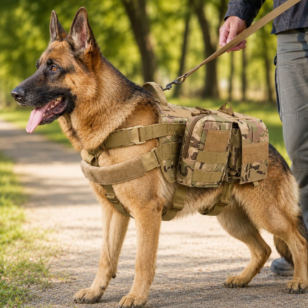 Arnés mochila táctico para perros – Senderismo y paseos diarios con bolsas desmontables