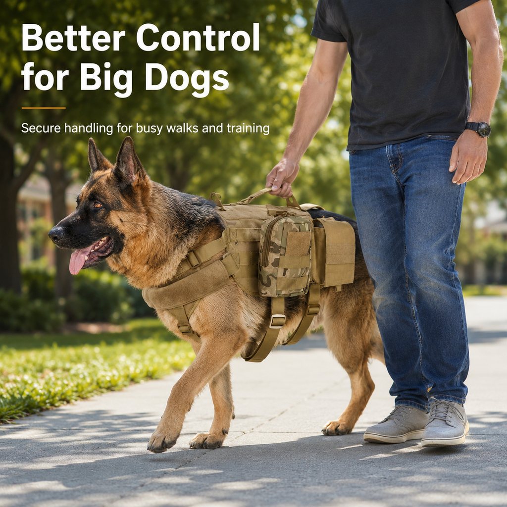 Arnés mochila táctico para perros – Senderismo y paseos diarios con bolsas desmontables