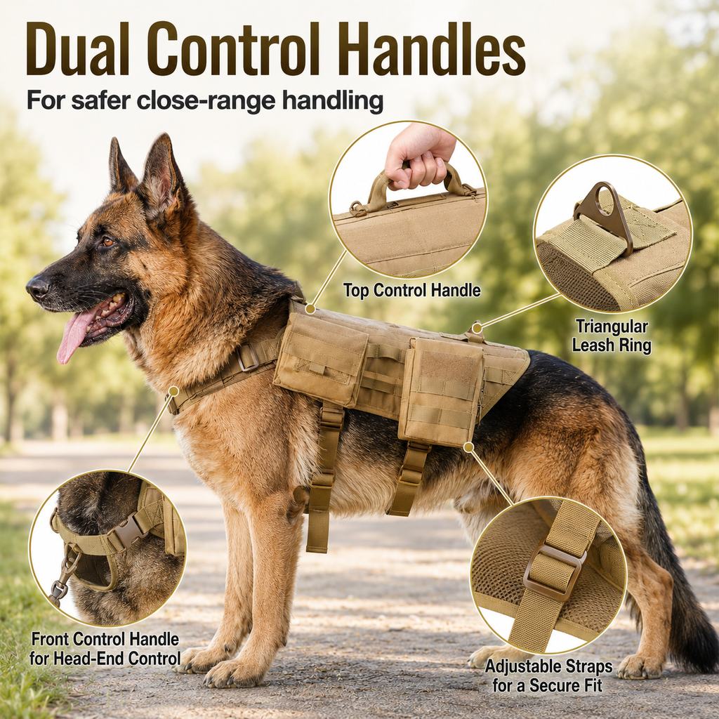 Arnés mochila táctico para perros – Senderismo y paseos diarios con bolsas desmontables