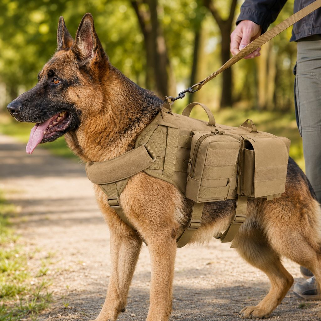 Arnés mochila táctico para perros – Senderismo y paseos diarios con bolsas desmontables