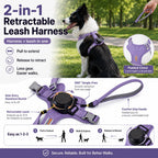 Arnés retráctil 2 en 1 para perro con correa integrada y control de parada automática para perros pequeños y medianos