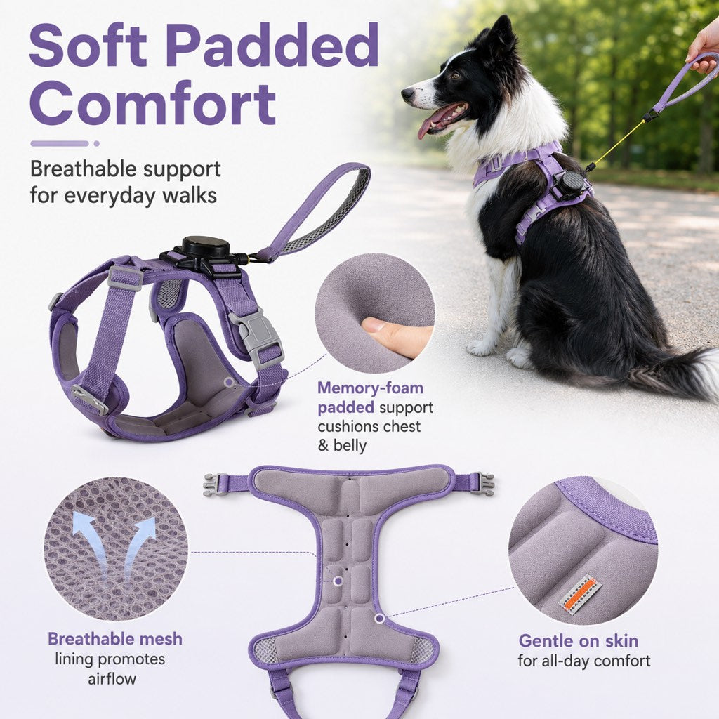 Arnés retráctil 2 en 1 para perro con correa integrada y control de parada automática para perros pequeños y medianos