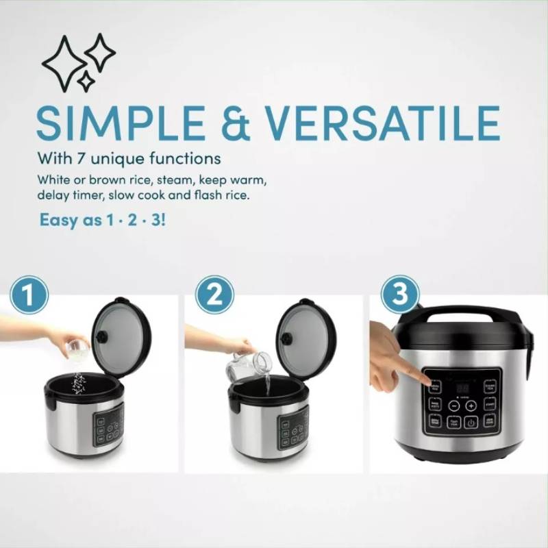Arrocera digital de 20 tazas con múltiples funciones