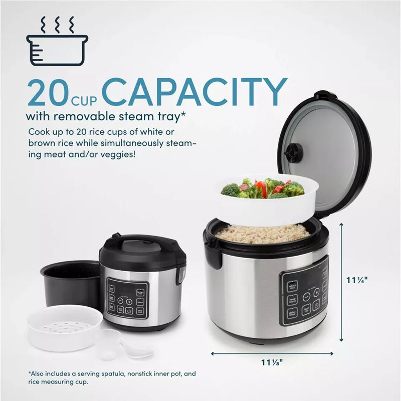 Arrocera digital de 20 tazas con múltiples funciones
