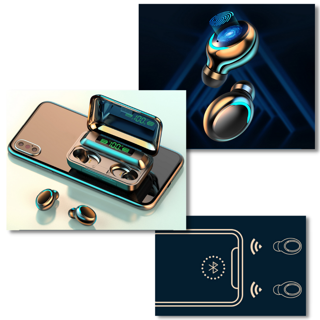 Auriculares Bluetooth con estuche de carga recargable