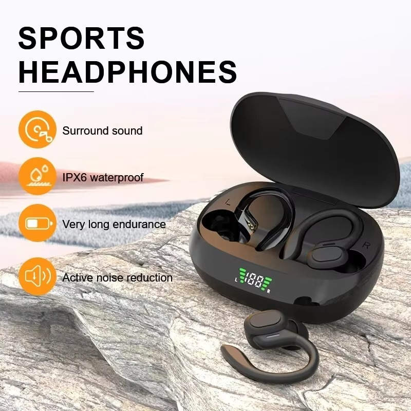 Auriculares inalámbricos deportivos SP16 con gancho de oreja, resistentes al agua y sonido HiFi estéreo