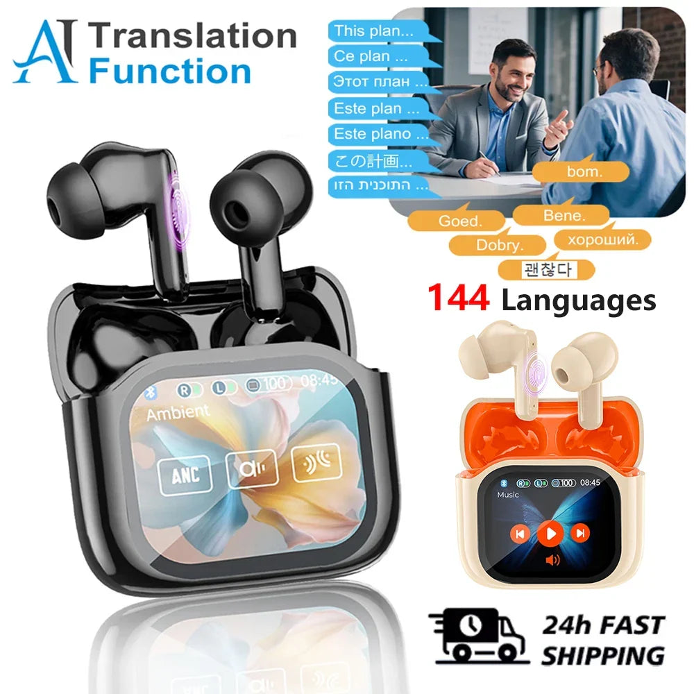 Auriculares de traducción en tiempo real con pantalla táctil y cancelación de ruido
