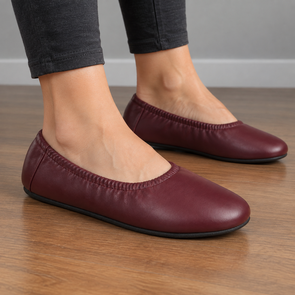 Bailarinas burdeos para mujer sin cordones ORNISHOP