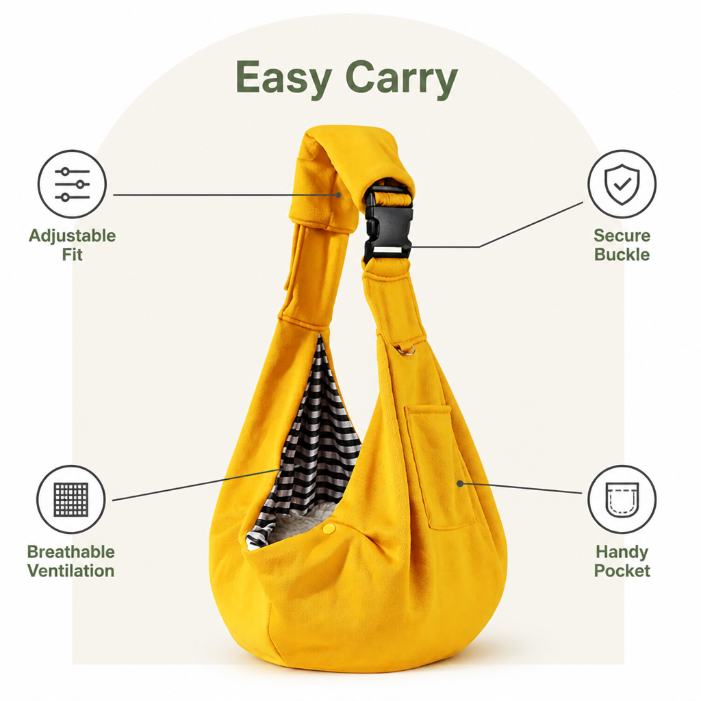 Bandolera ergonómica manos libres para transportar mascotas (hasta 6,5 kg)
