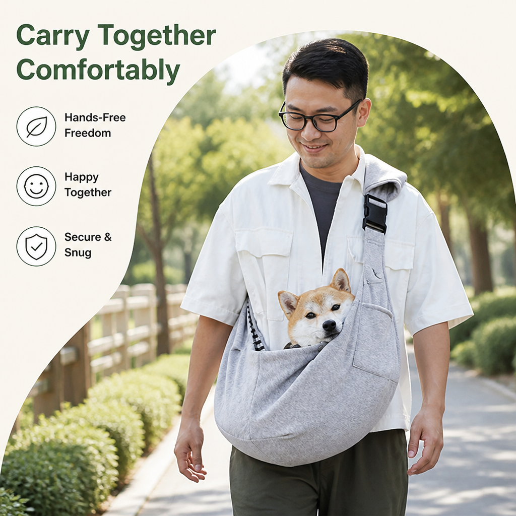 Bandolera ergonómica manos libres para transportar mascotas (hasta 6,5 kg)