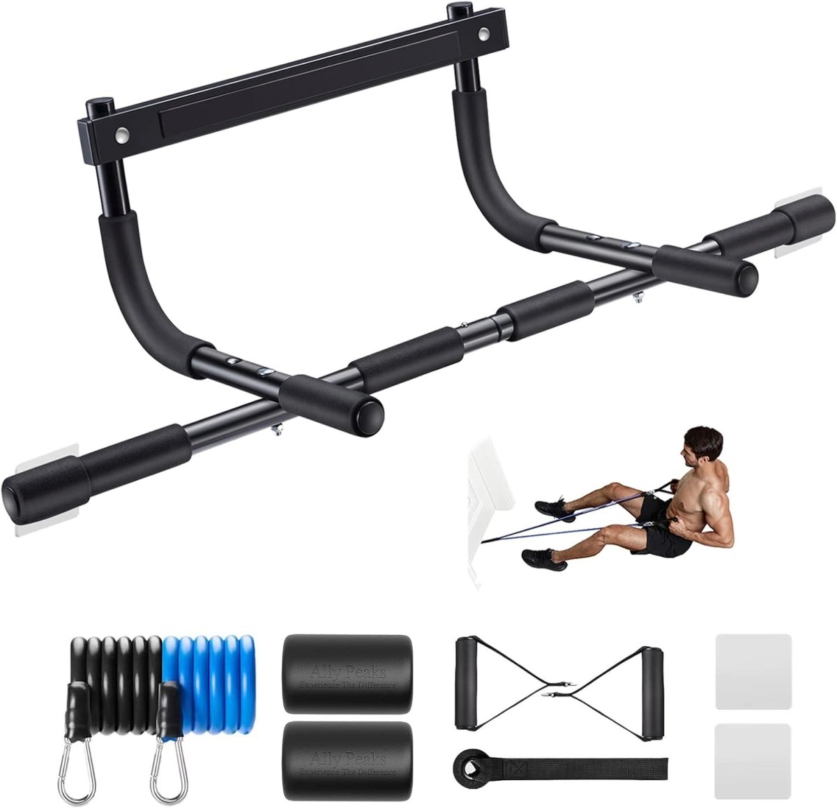 Barra de dominadas PowerGrip para marco de puerta – Capacidad 200 kg – Multiagarre para entrenamiento completo de tren s