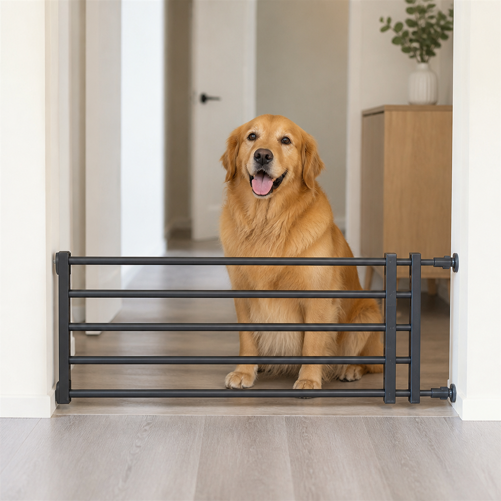 Barrera retráctil para perros sin taladrar (ancho ajustable)
