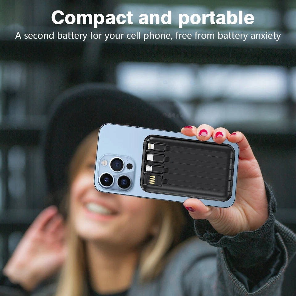 Batería externa de carga rápida 22,5 W, cargador inalámbrico portátil, power bank mini recargable para smartphones