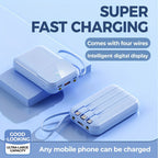 Batería externa portátil de 10.000 mAh con carga rápida y cables integrados