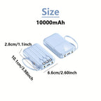 Batería externa portátil de 10.000 mAh con carga rápida y cables integrados