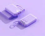 Batería externa portátil de 10.000 mAh con carga rápida y cables integrados