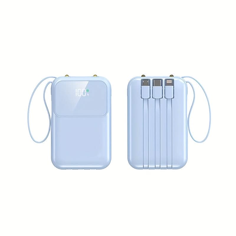 Batería externa portátil de 10.000 mAh con cables integrados