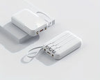 Batería externa portátil de 10.000 mAh con cables integrados