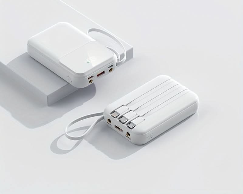 Batería externa portátil de 10.000 mAh con cables integrados