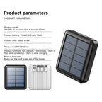 Batería externa solar 4 en 1 con cables integrados
