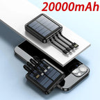 Batería externa solar 4 en 1 con cables integrados