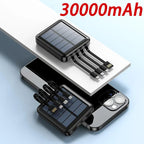 Batería externa solar 4 en 1 con cables integrados