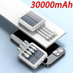 Batería externa solar 4 en 1 con cables integrados
