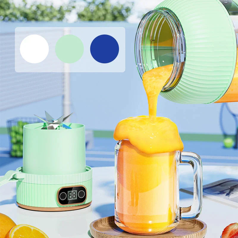 Batidora portátil multifunción con doble tapa y carga USB para smoothies y almacenamiento