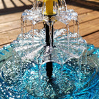 Bebedero colgante para pájaros con fuente solar de dos niveles y cuenco de cristal