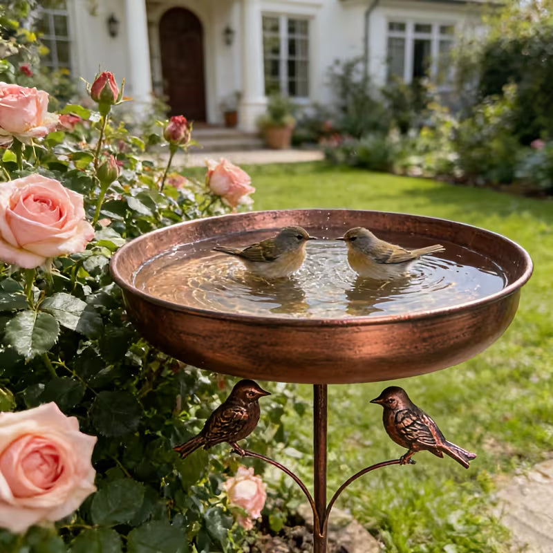 Bebedero elegante para pájaros de jardín con soporte ajustable