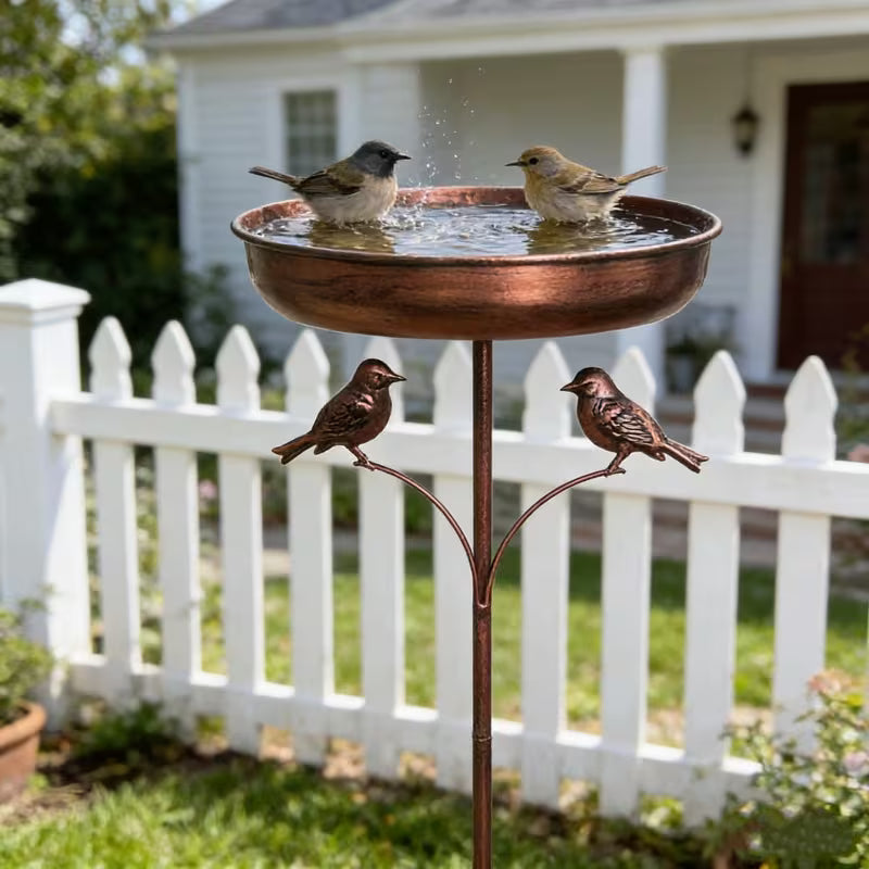 Bebedero elegante para pájaros de jardín con soporte ajustable