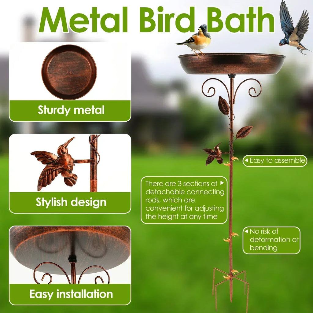 Bebedero elegante para pájaros de jardín con soporte ajustable