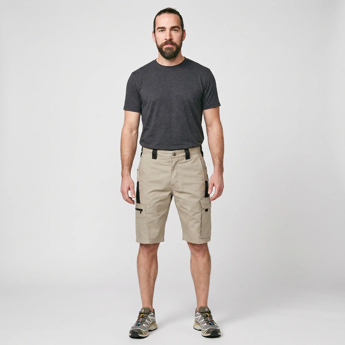 Bermudas cargo para hombre - Bermudas hasta la rodilla - Bermudas de senderismo con bolsillo con cremallera