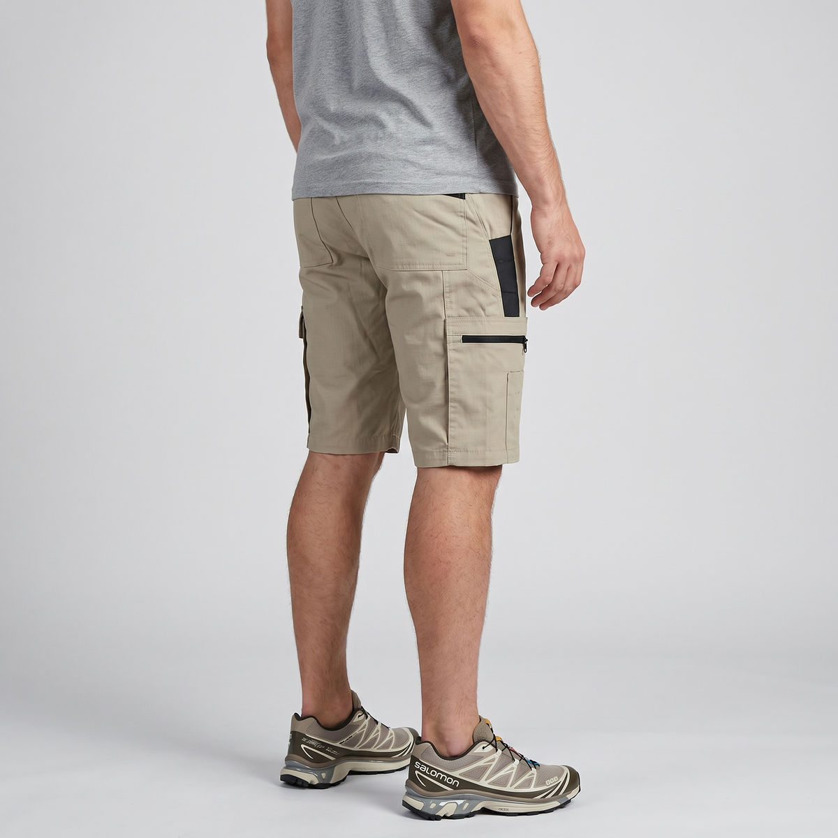 Bermudas cargo para hombre - Bermudas hasta la rodilla - Bermudas de senderismo con bolsillo con cremallera
