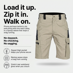 Bermudas cargo para hombre - Bermudas hasta la rodilla - Bermudas de senderismo con bolsillo con cremallera