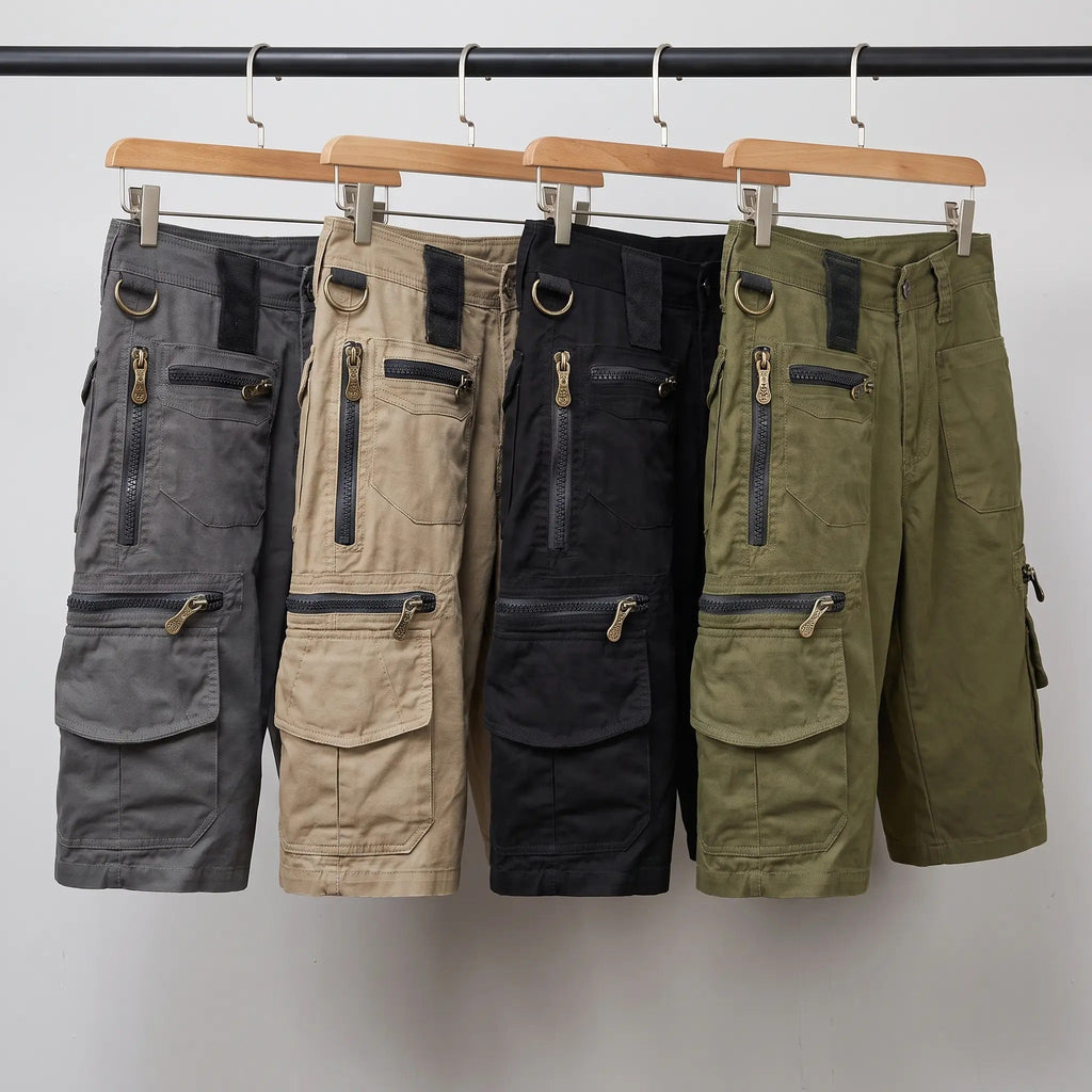 Bermudas cargo para hombre con bolsillos con cremallera