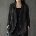 Blazer casual de lino para mujer con bolsillos