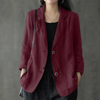 Blazer casual de lino para mujer con bolsillos