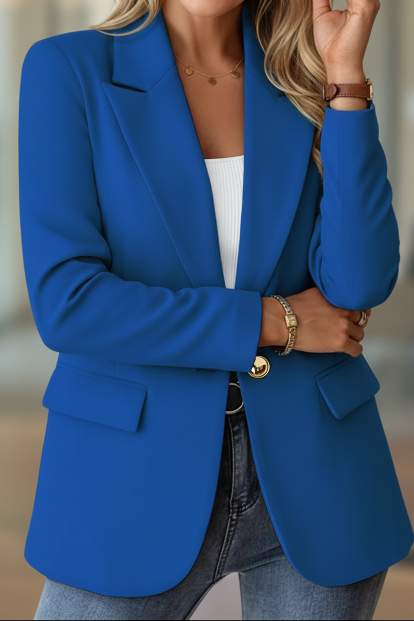 Blazer de mujer, de un botón con solapas y bolsillos de solapa, chaqueta elegante de corte relajado, 6 colores, tallas S