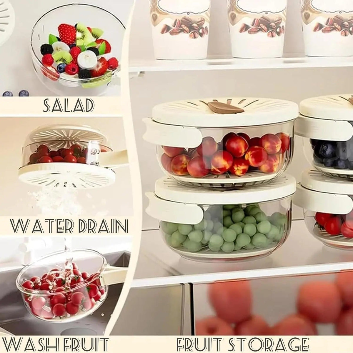 Bol multifunción con escurridor para lavar frutas y verduras