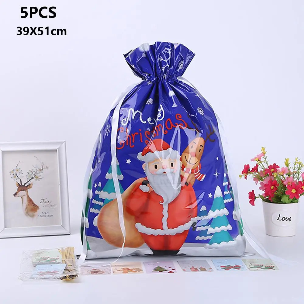 Bolsas de regalo navideñas con cordón – Pack de 5 unidades