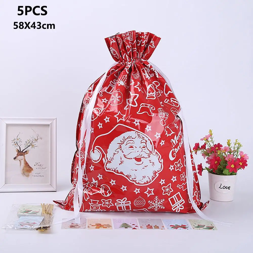 Bolsas de regalo navideñas con cordón – Pack de 5 unidades