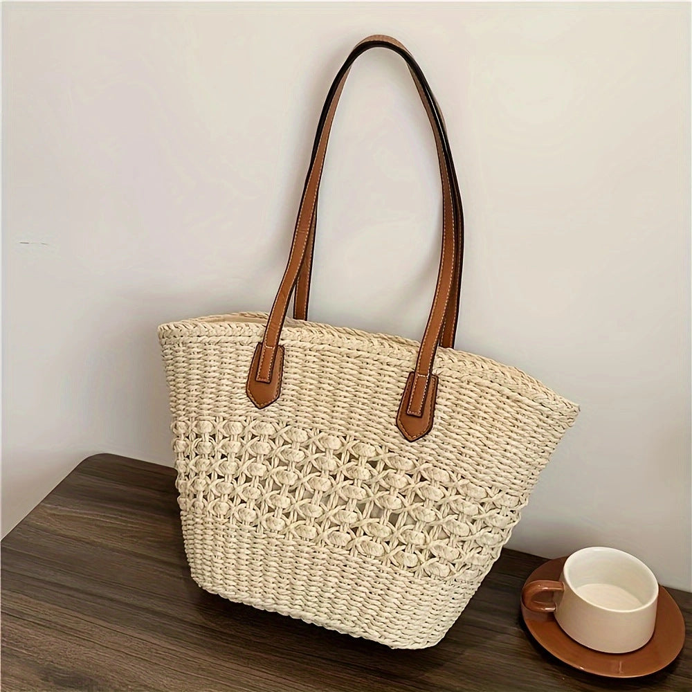 Bolso de mano con diseño trenzado y asas de piel
