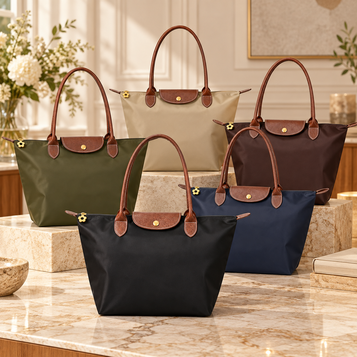 Bolso de mujer con detalles lujosos y asas prácticas