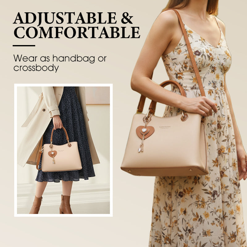 Bolso de mujer elegante con colgante de corazón brillante